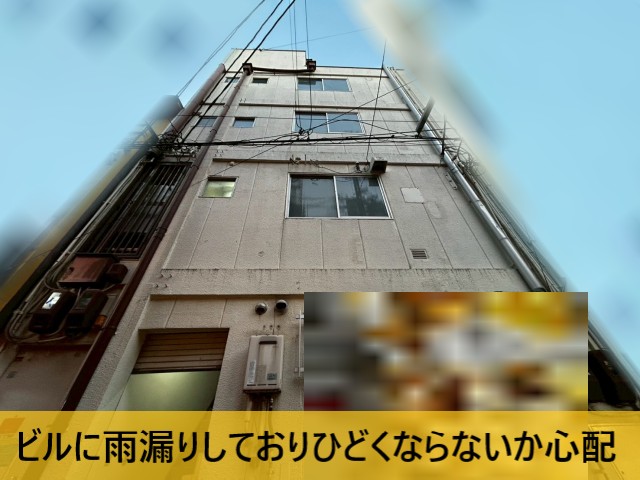 ビルの雨漏り　被害拡大の心配